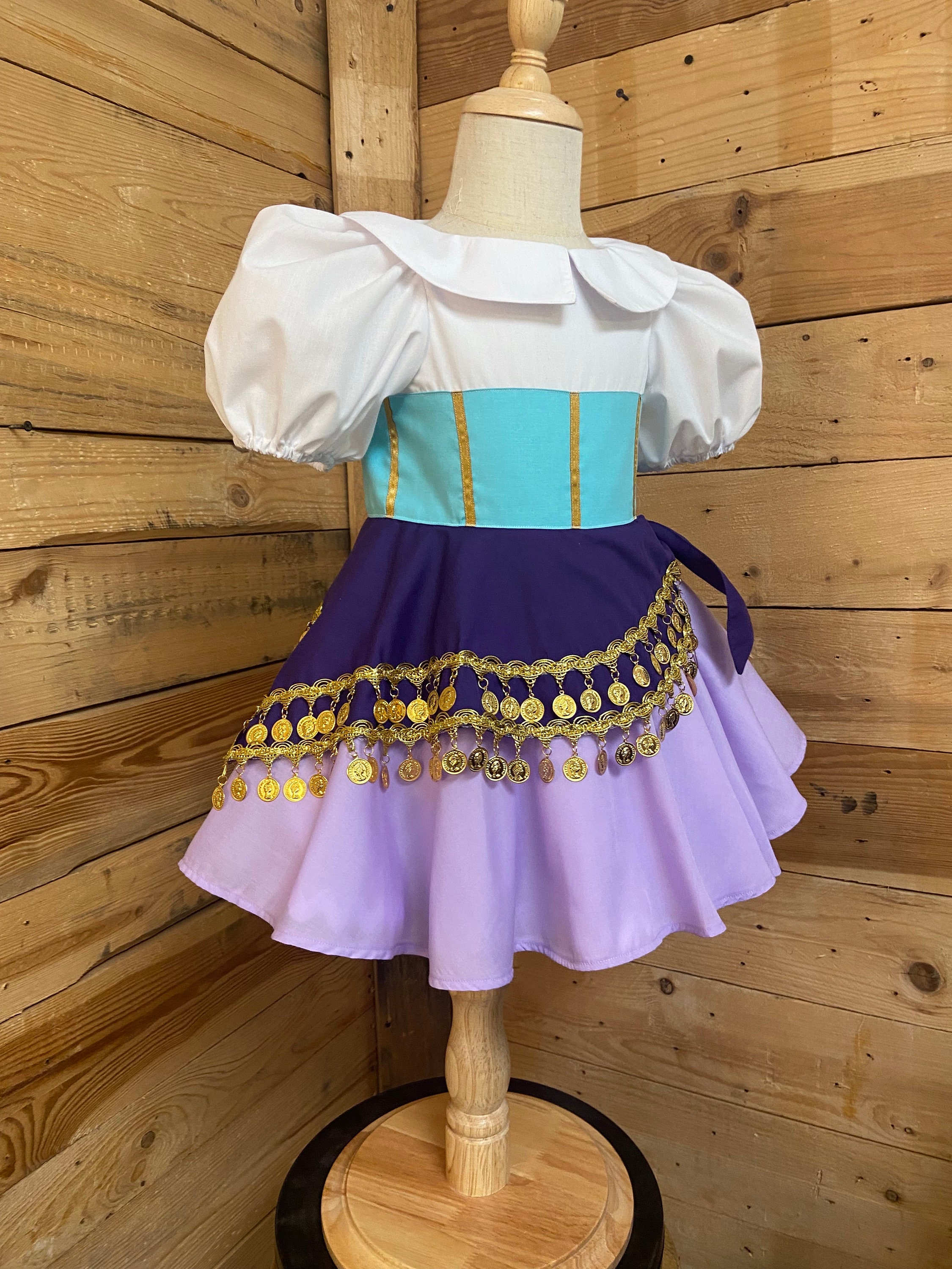 Esmeralda Baby Costume: Dress with Gold Coin Trim Esmeralda Baby Costume: Dress with Gold Coin Trim