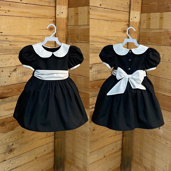 Thanksgivings Baby dress, baby black dress, baby black and white dress, bubbles baby dress