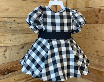 Black and white buffaloplaud girls dress.