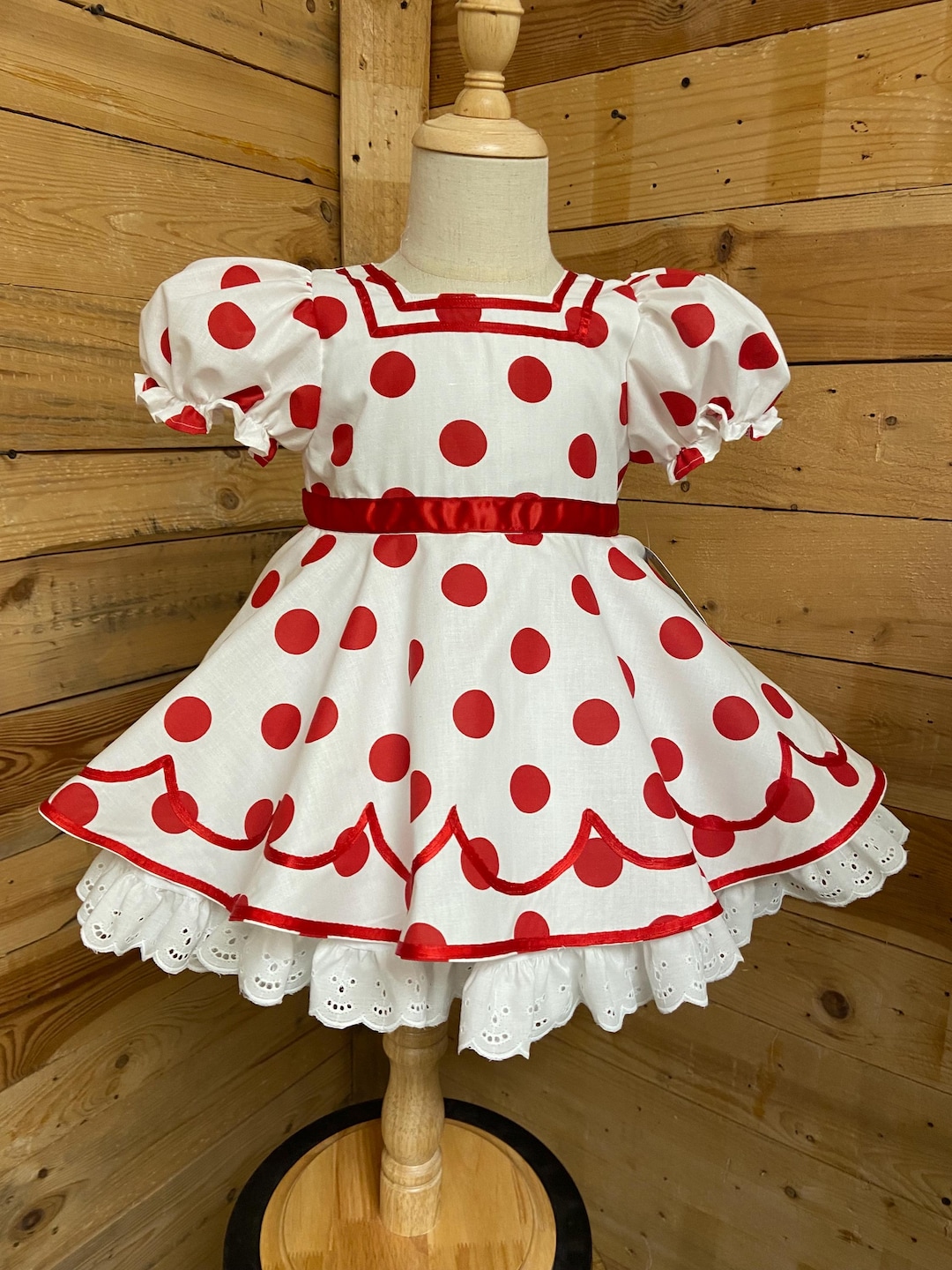infant red polka dot dress Infant Woven Embroidered Smock Polka Dot Red Dress