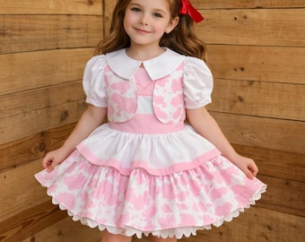 READY TO SHIP Pink Cow Print Baby Costume Dress