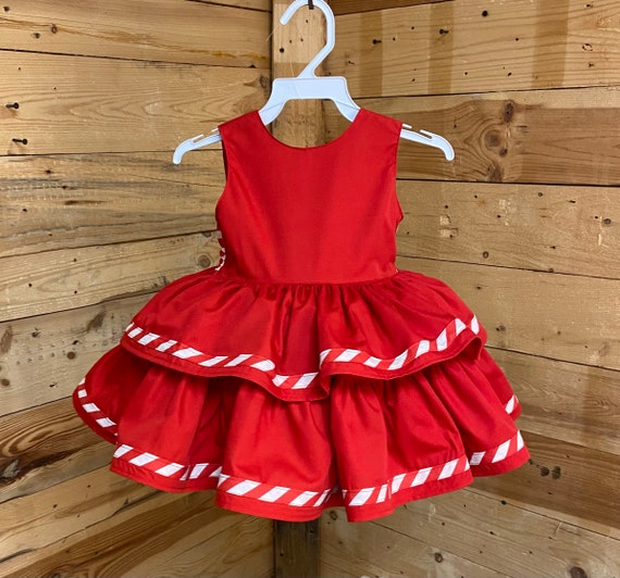 Candy cane baby dress/red baby dress/cowgirl baby dress/ Halloween baby dress /Christmas baby dress