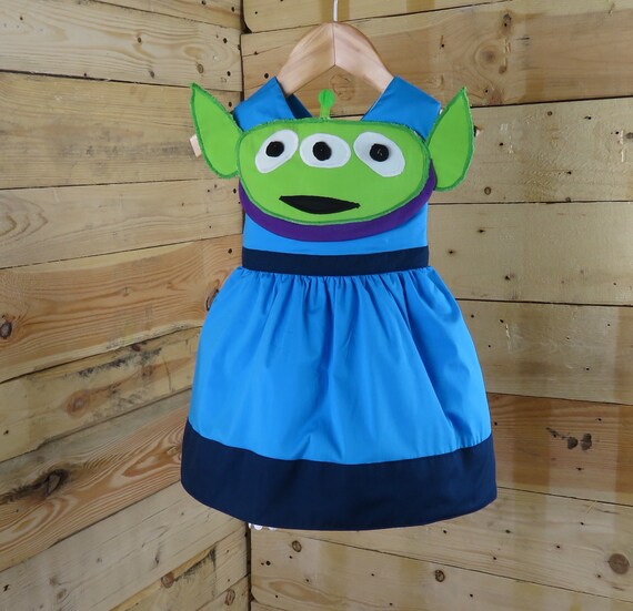 Alien toy story dress, alien themed costume, alien baby dress birthday, alien toy story dress toddler, girl dress alien costume, baby dress.