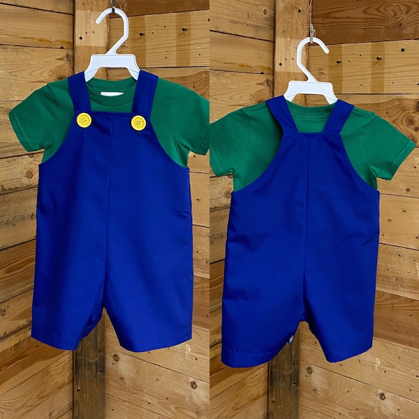 Luigi bro baby shortall, Luigi baby outfit, Luigi bro baby costume party.baby boy rompers