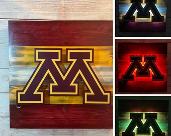Minnesota Golden Gophers Round Wood Sign 14 Inch Barrel Top