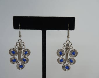 Blue wire earrings/ Metal earrings