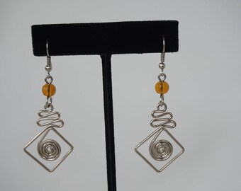 Silver wire earrings/ Metal earrings