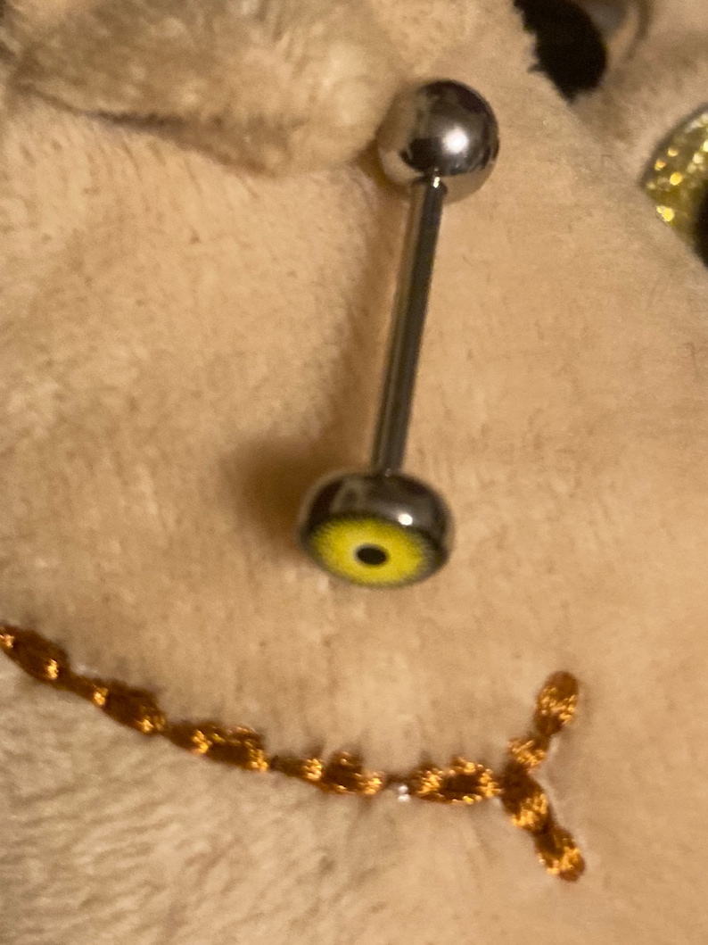 Patterned Tongue BarbellTongue RingPatternSurgical Steel
