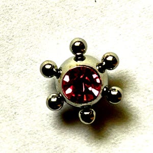Pink Atom Ball Gem Tongue Barbell Ring