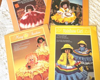 Original Vintage Fibre Craft Crochet Doll Patterns - Choose One: Little Red Riding Hood, Merry Sunshine, Rainbow Girl, Little Miss Muffet