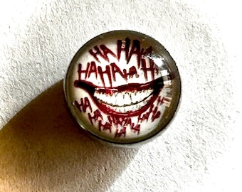 Creepy Smile Tongue Ring 14G Evil Clown Style 16mm Surgical Steel Barbell