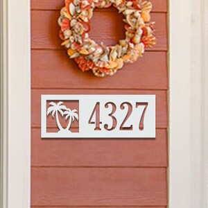 Palm Tree House Number Metal Sign | starfish anchor sandollar Outdoor Sign | House Numbers | Address Sign | Address | Metal House Number