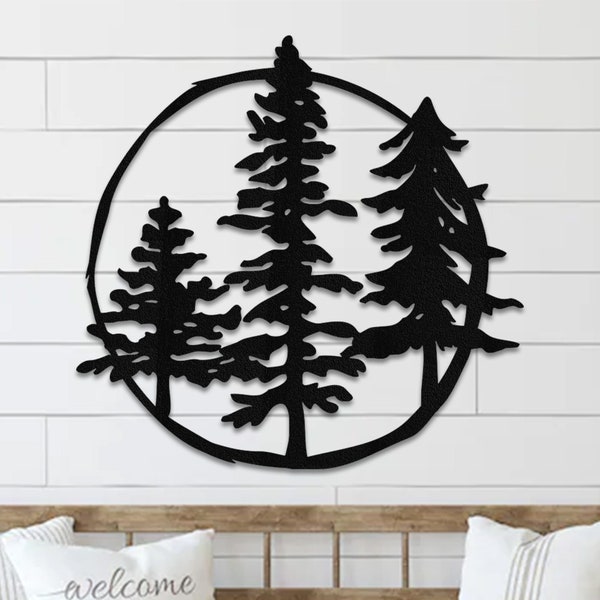 Nature Tall Tree Metal Wall Art Etsy