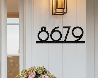 Metal House Number Sign: Powder Coated Steel Outdoor Address Plaque