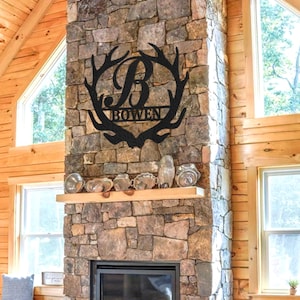 Antler Monogram,Personalized Metal Monogram, Wedding Gift. Family Name Sign, Outdoor Name Sign, Anniversary, Last Name Sign,Front Door