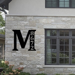 Personalized Metal Monogram Address Sign, Outdoor Family Name Decor