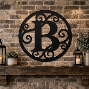 Round Personalized Metal Monogram Sign Wedding Gift. Family Name Sign. Outdoor Name Sign  Metal letter. Metal Sign. Front Door. Gate sign.