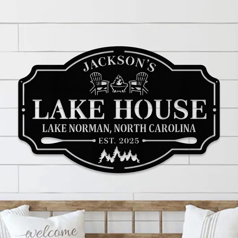 Personalized Lake House Metal Sign: Custom Outdoor Decor, Lake House ...
