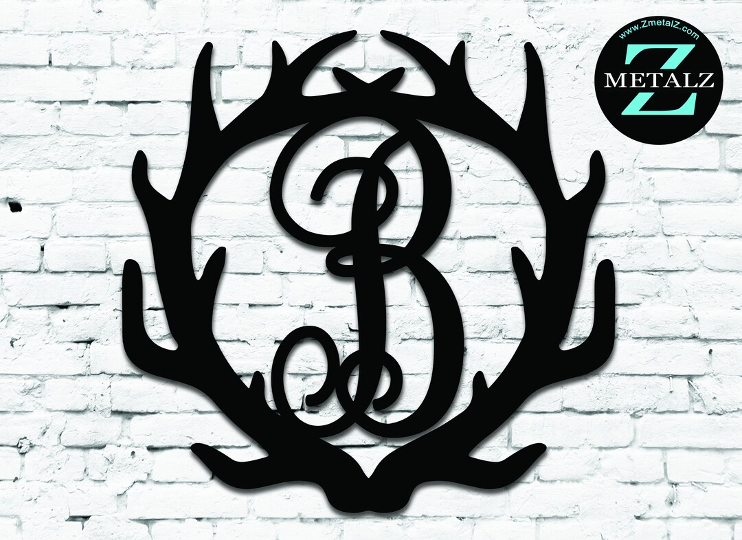 Antler Monogram 2,personalized Metal Monogram, Wedding Gift. Family ...