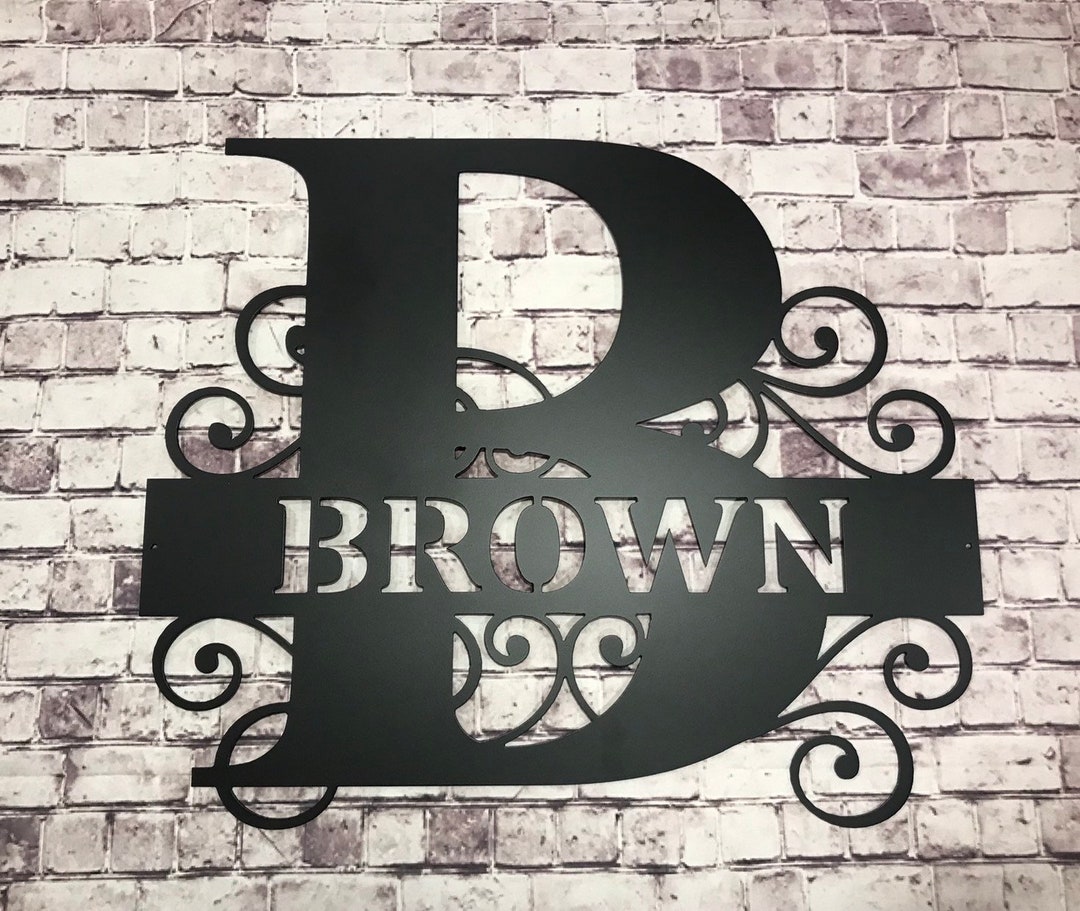 Personalized Metal Monogram Wall Art: Initial & Last Name, Scroll ...