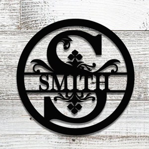 Circle letter Monogram,Personalized Metal Monogram, Wedding Gift. Family Name Sign, Outdoor Name Sign, Anniversary,Last Name Sign,Front Door