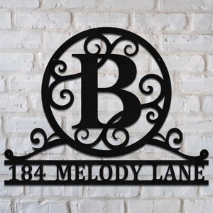 Personalized Family Name Monogram Sign, Metal Monogram Sign, Monogram Initial & Name Sign, Housewarming Gift, Wedding Gift, Door Hanger Sign