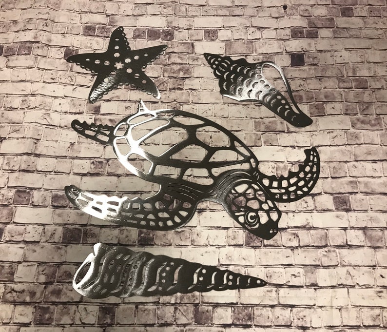 Metal seashells Metal wall art Metal wall decor metal Etsy