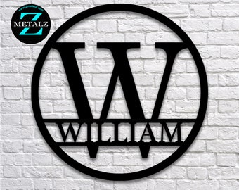 Personalized Metal Monogram Sign: Family Name Door Wreath
