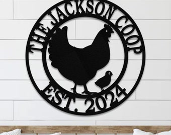 Personalized Chicken Coop Sign: Custom Farmhouse Decor, 16 Gauge Steel Custom Metal Name Sign WALL ART