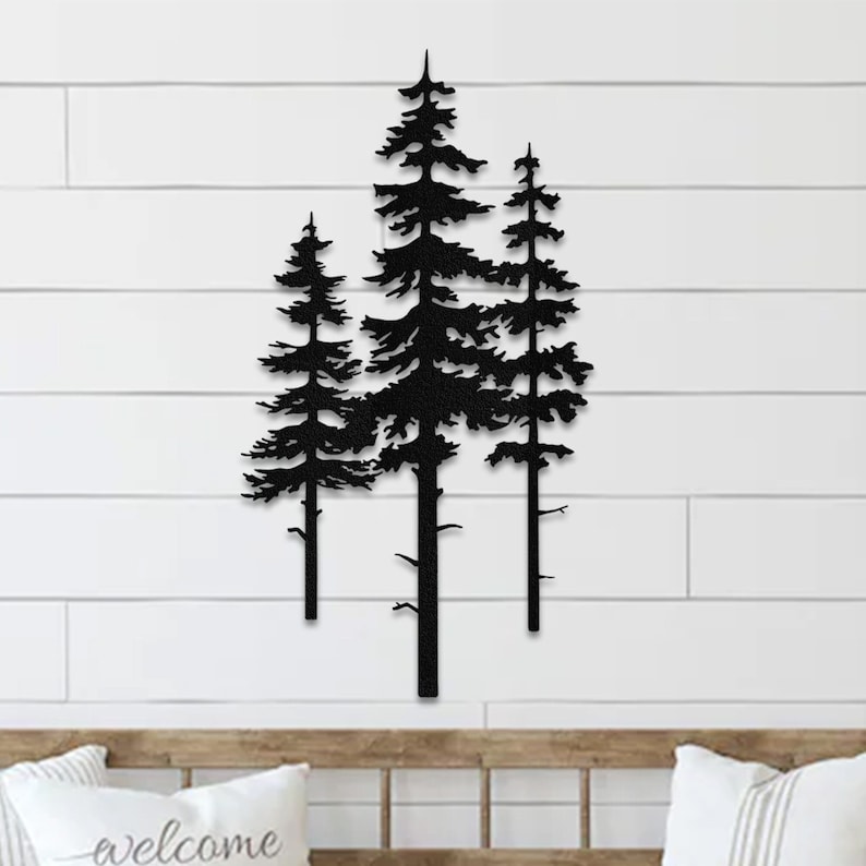 Pine Tree Metal Wall Art: Three Trees Nature Decor - Etsy