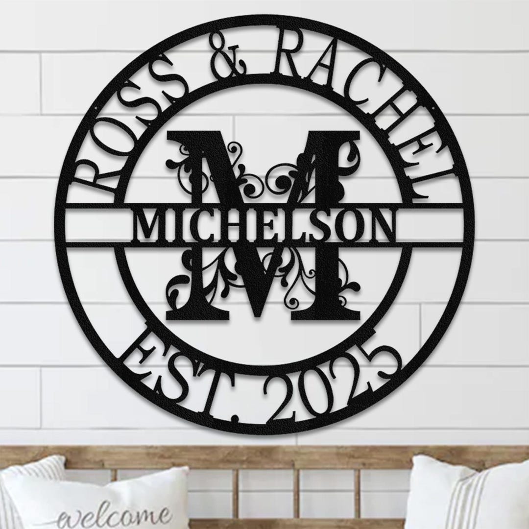 Personalized Metal Family Name Sign, Monogram Wall Decor - Etsy