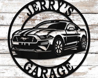 Personalized Mustang Metal Sign | Custom Garage Wall Art | Vintage Truck Decor for Man Cave | Unique gift for car lovers