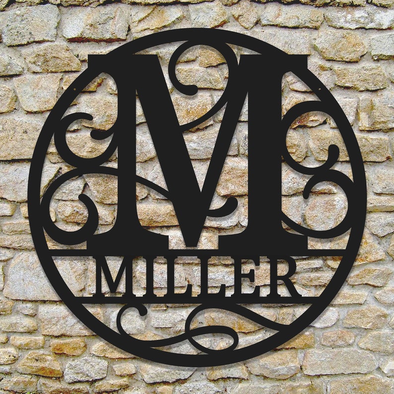 Round Personalized Metal Monogram Sign. Wedding Gift. Family Name Sign. Outdoor Name Sign. Last Name Sign. Metal Sign. Front Door. Bild 1