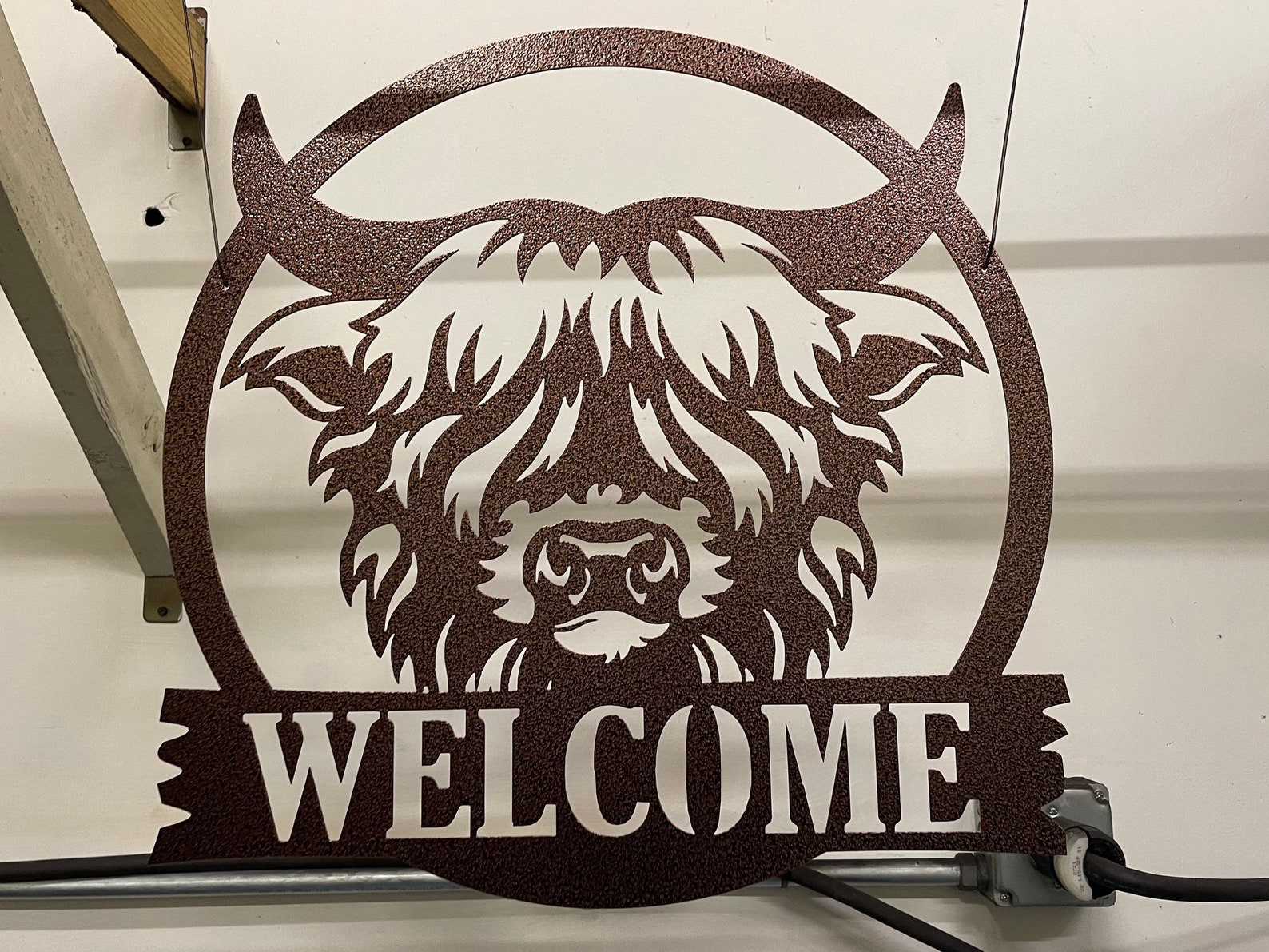 Monogram Highland Cow Sign Personalized Metal Monogram - Etsy