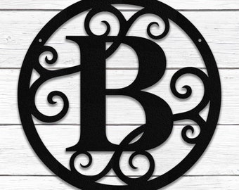 Round Personalized Metal Monogram Sign. Wedding Gift. Family Name Sign. Outdoor Name Sign. Metal letter. Metal Sign. Front Door. Gate sign.