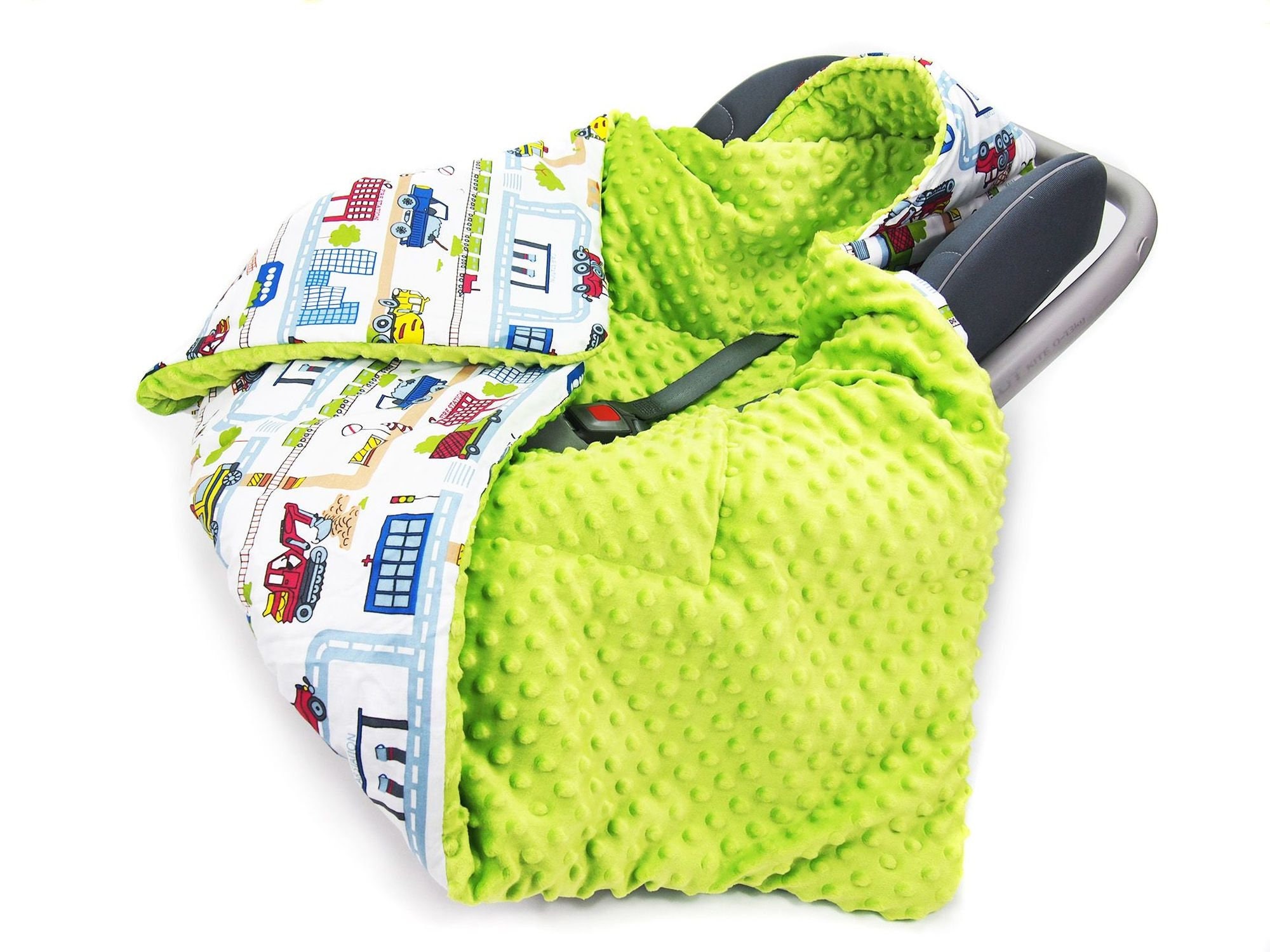 Hodded Car Seat Baby Filled Blanket Reversible Cosytoes Etsy