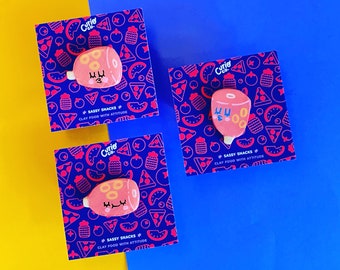 You're My Honey, Ham - Sassy Snacks Handmade Clay Pin | Glazed Ham Polymer Badge | Cute Food Lapel Pin | Rum Ham Brooch