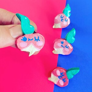 Rad-ish - Sassy Snacks Handmade Clay Pin | Pretty Rad Polymer Badge | Cute Radish Lapel Pin | Food Brooch