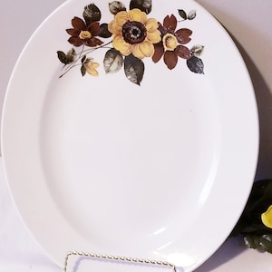 vintage (années 1950) Alfred Clough LTD Angleterre forme ovale plat de service-assiette de transfert-plat-vaisselle-grès-céramique-décoratif-porcelaine