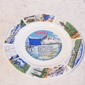 Alaska Souvenir Teller-Servierplatte-Dekorative-Tischplatte-Stoneware-Sammlerstück-Geschirr-Geschirr-Keramik-Geschenk