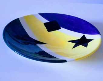 Multi Colored Handmade Tray -Plate -Platter-Ceramic-Dinnerware Handpainted Handcrafted .