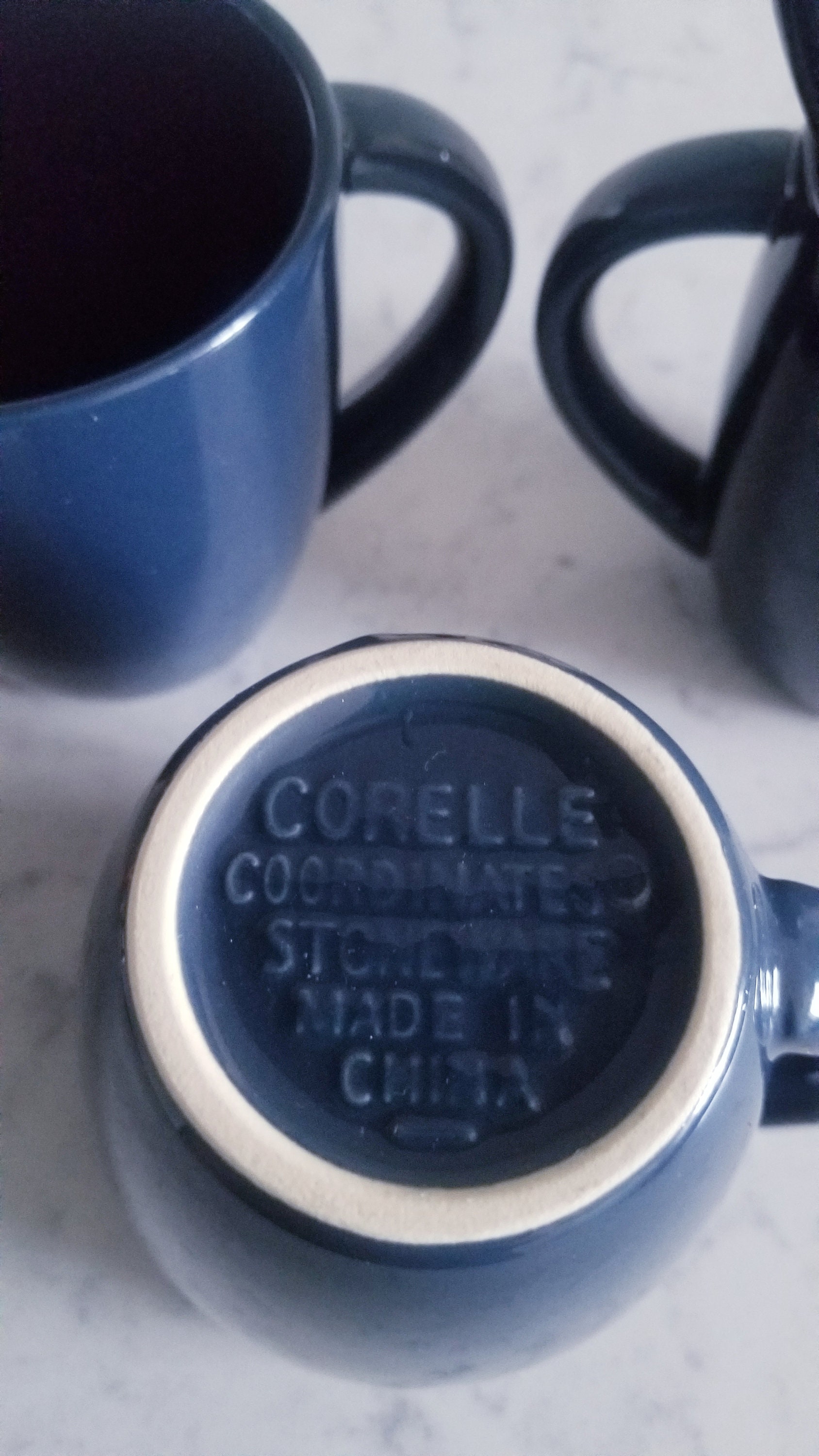 ヴィンテージ コレール ストーンウェア マグカップ ネイビーブルー 10