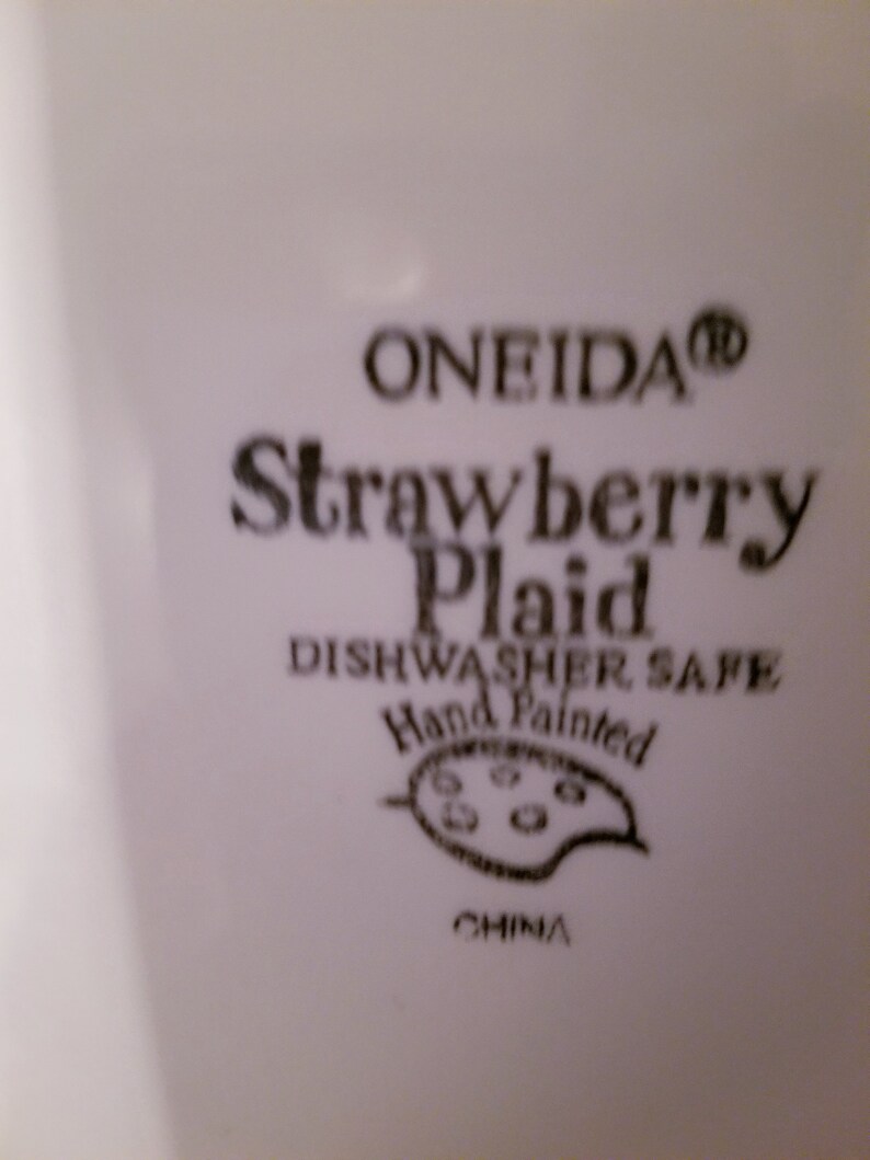 Oneida Strawberry Plaid Large Platterplate Dishtransfertray Stoneware