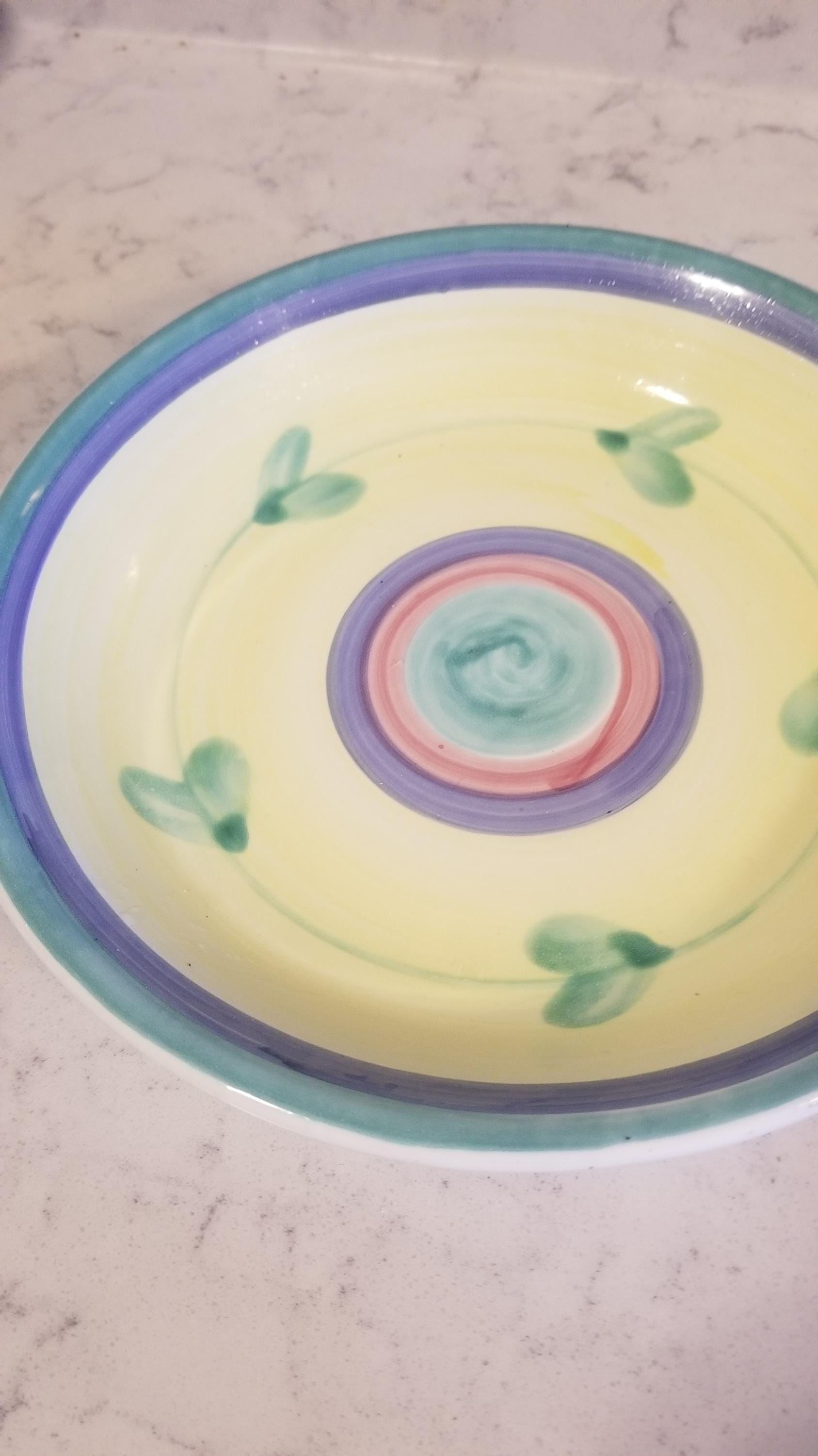 2 Rare Vintage CALECA CAROUSEL Pottery Salad Plates, Snacks Plates