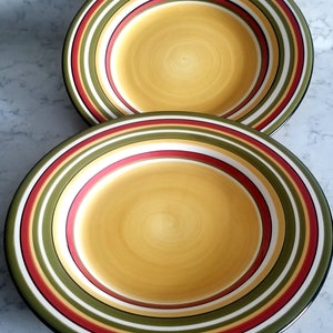 2 Beautiful(1980s) Tabletops Gallery Rafael Roaster Dinnerplates-Eating plates-Dishes-Stoneware-Porclain-Dishes-Handpainted-Hand crafted