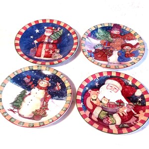 4 Pieces Certified International Susan Winget holidays Desert plates-platters-porclain-Dishes-Stoneware-Ceramic-Dinnerware-Serving plates