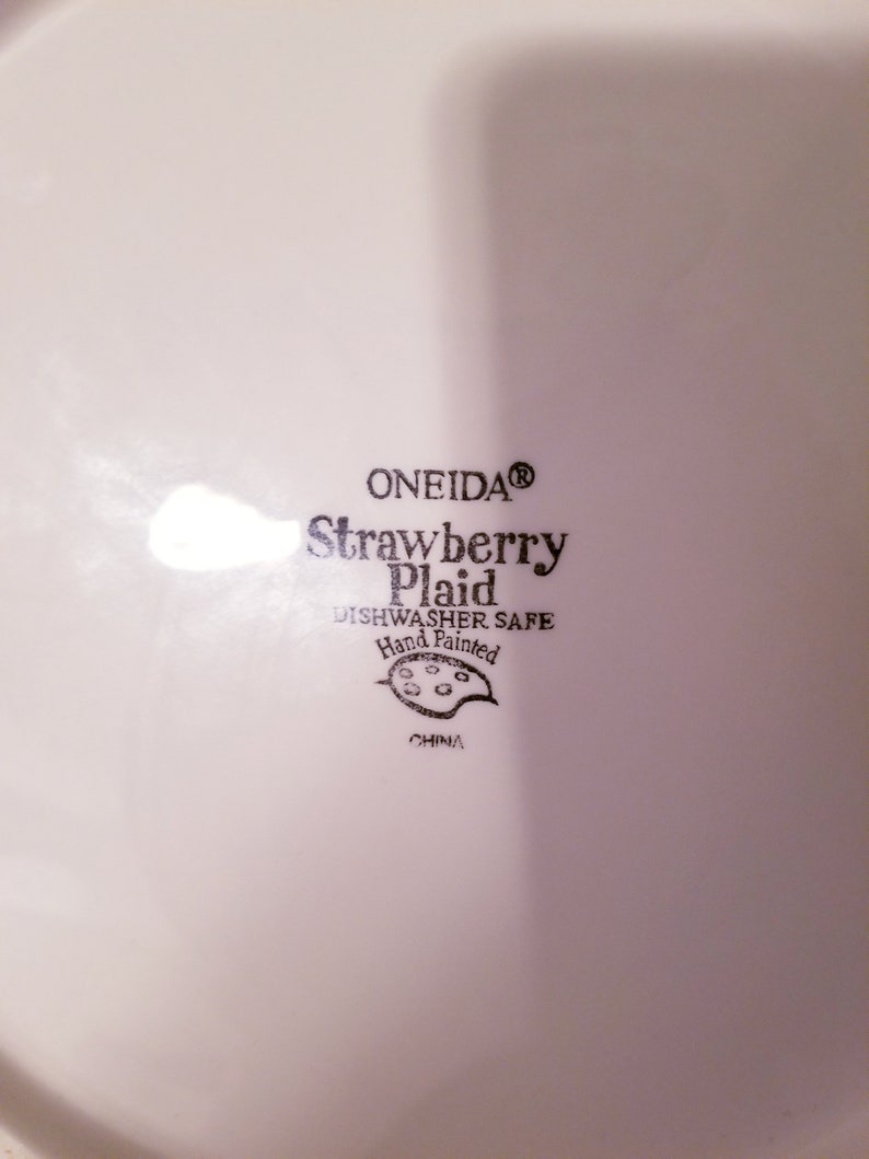 Oneida Strawberry Plaid Large Platterplate Dishtransfertray Stoneware