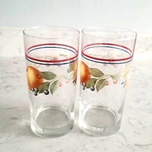 2 Vintage Corelle Abundance Drinking glasses, Drinking Cups, Jugs, Dinnerware, Dinning Set, Stoneware, Collectible