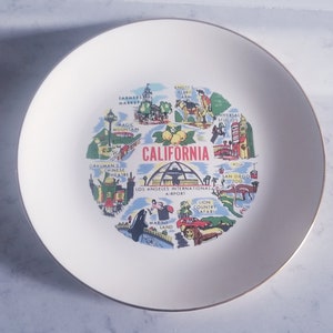 Prato de lembrança da Califórnia-Prato-Decorativo-Mesa-Louça de grés-Colecionável-Louça-Louça-Cerâmica-Presente-Presente