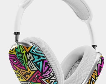 AirPods Max Case and Cover | Neon Geometric Graffiti Artistic Shell | Tough Protective Headphone Case | Stylish AirPods Case